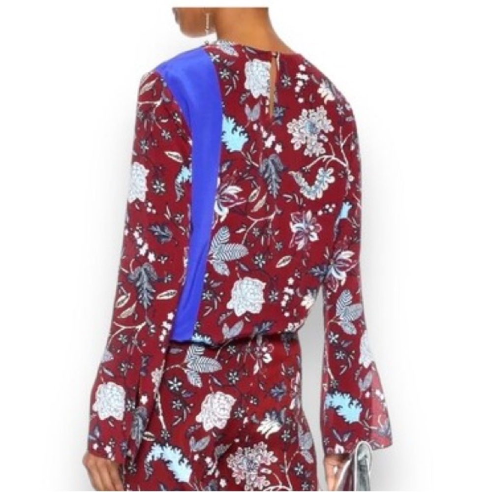 DIANE VON FURSTENBERG Floral-print silk crepe de chine Blouse top‎ Size 4 - Picture 2 of 3